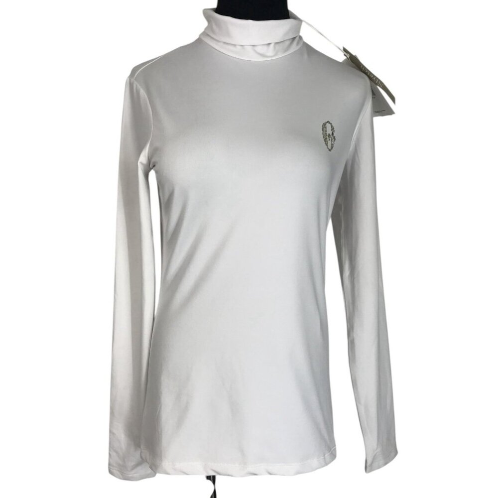 Conte Of Florence Turtleneck Wonens‎ Size Medium White Embellished Apres Ski
